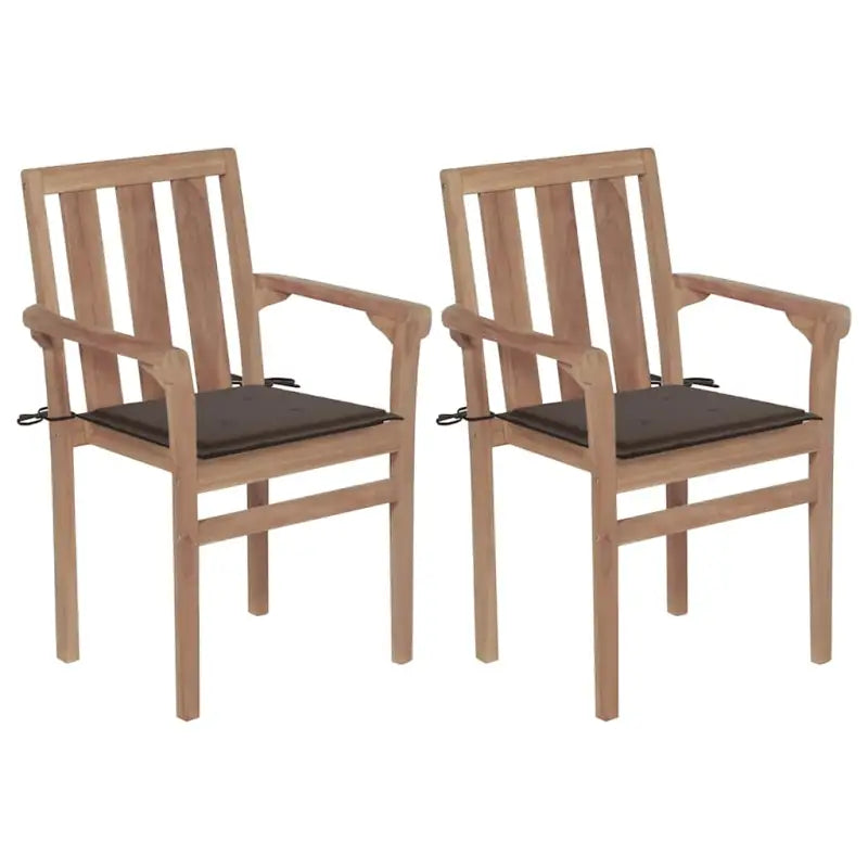 Houten tuinstoelen set met hard teakhout en fijn geschuurde afwerking - Taupe / 2 - Tuinstoelen