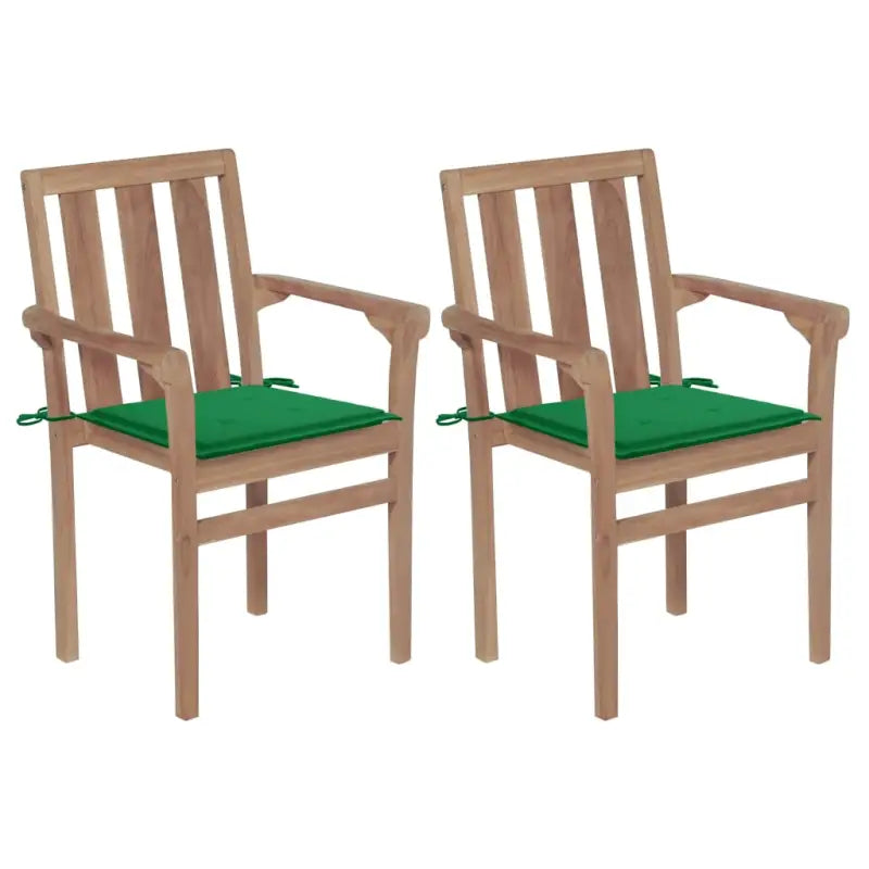 Houten tuinstoelen set met hard teakhout en fijn geschuurde afwerking - Groen / 2 - Tuinstoelen