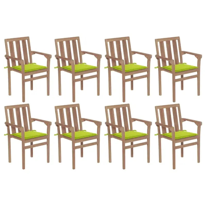 Houten tuinstoelen set met hard teakhout en fijn geschuurde afwerking - Heldergroen / 8 - Tuinstoelen