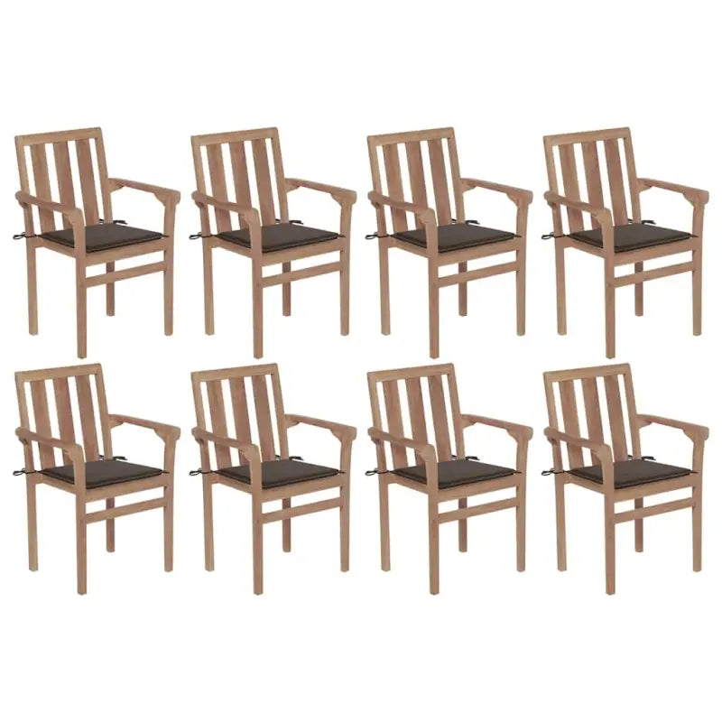 Houten tuinstoelen set met hard teakhout en fijn geschuurde afwerking - Taupe / 8 - Tuinstoelen