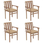 Houten tuinstoelen set van fijn geschuurd hard teakhout - Beige / 4 - Tuinstoelen