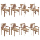 Houten tuinstoelen set van fijn geschuurd hard teakhout - Beige / 8 - Tuinstoelen
