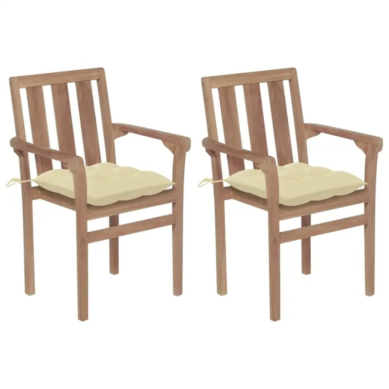 Houten tuinstoelen set van fijn geschuurd hard teakhout - Crème / 2 - Tuinstoelen