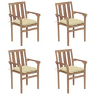 Houten tuinstoelen set van fijn geschuurd hard teakhout - Crème / 4 - Tuinstoelen