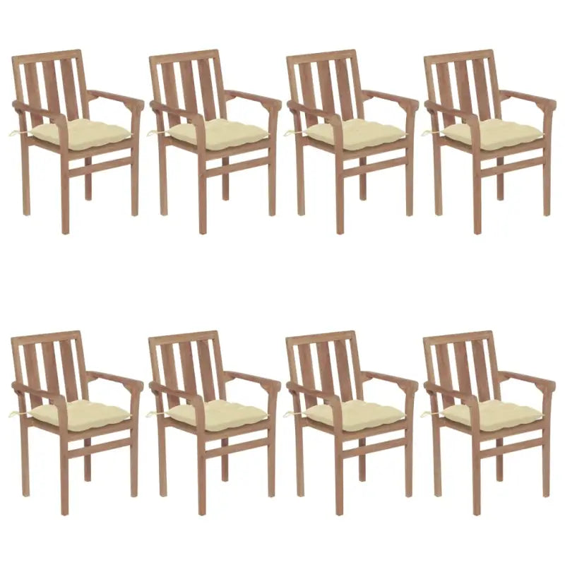 Houten tuinstoelen set van fijn geschuurd hard teakhout - Crème / 8 - Tuinstoelen