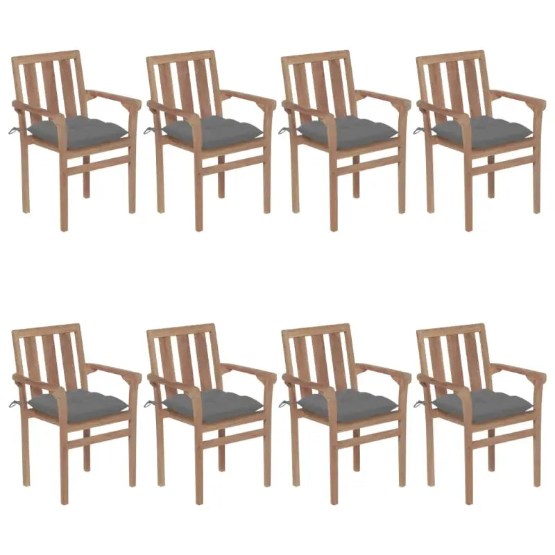 Houten tuinstoelen set van fijn geschuurd hard teakhout - Grijs / 8 - Tuinstoelen