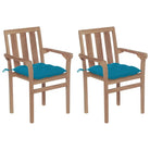Houten tuinstoelen set van fijn geschuurd hard teakhout - lichtblauw / 2 - Tuinstoelen