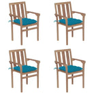 Houten tuinstoelen set van fijn geschuurd hard teakhout - lichtblauw / 4 - Tuinstoelen
