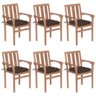 Houten tuinstoelen set van fijn geschuurd hard teakhout - Taupe / 6 - Tuinstoelen