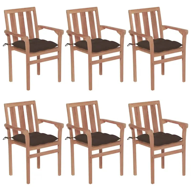 Houten tuinstoelen set van fijn geschuurd hard teakhout - Taupe / 6 - Tuinstoelen