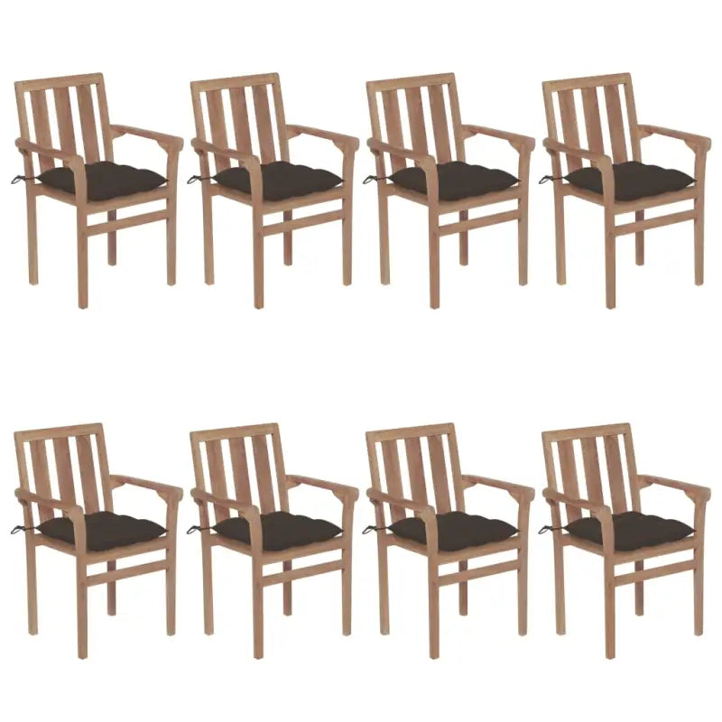 Houten tuinstoelen set van fijn geschuurd hard teakhout - Taupe / 8 - Tuinstoelen