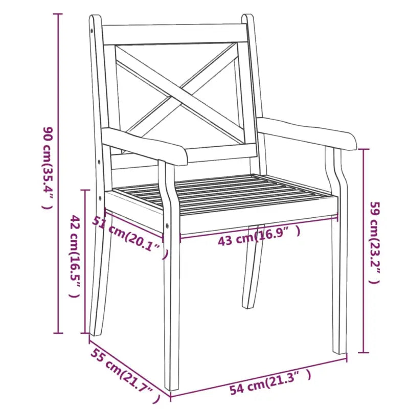 Houten tuinstoelen van massief acaciahout voor buitengebruik - Tuinstoelen