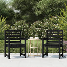 Houten tuinstoelen van massief grenenhout voor comfortabel buitengebruik - Zwart grenenhout / 60 x 48 x 91 cm / 2