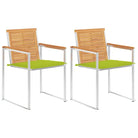 Houten tuinstoelen van massief teakhout met roestvrij staal elementen - Heldergroen / 2 - Tuinstoelen