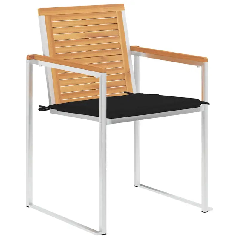 Houten tuinstoelen van massief teakhout met roestvrij staal elementen - Tuinstoelen