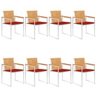 Houten tuinstoelen van massief teakhout met roestvrij staal elementen - Rood / 8 - Tuinstoelen