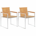 Houten tuinstoelen van massief teakhout met roestvrij staal elementen - Beige / 2 - Tuinstoelen