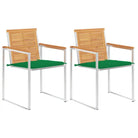 Houten tuinstoelen van massief teakhout met roestvrij staal elementen - Groen / 2 - Tuinstoelen