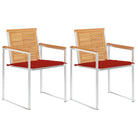 Houten tuinstoelen van massief teakhout met roestvrij staal elementen - Rood / 2 - Tuinstoelen