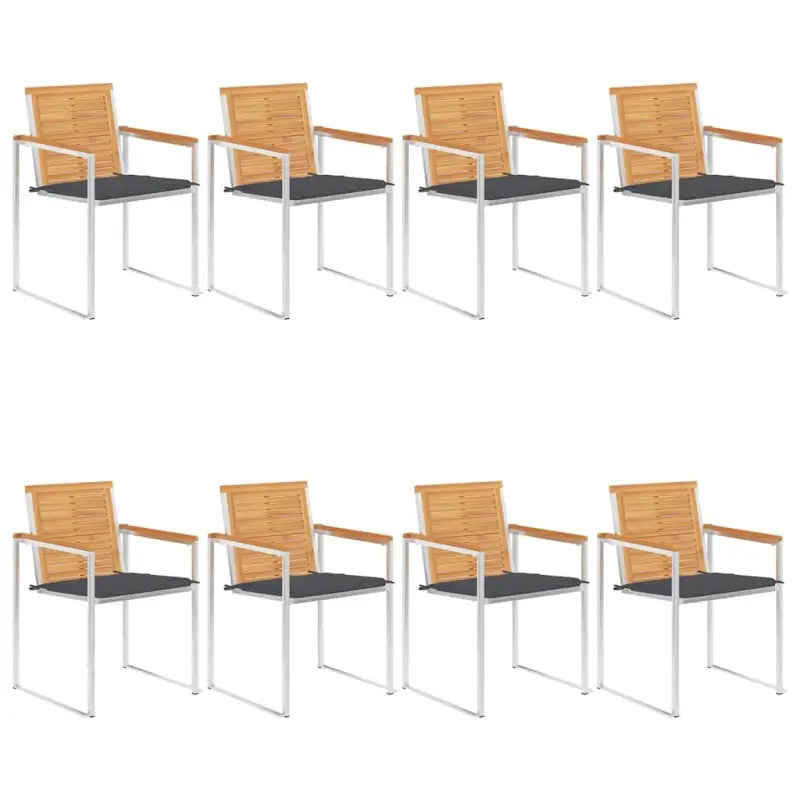 Houten tuinstoelen van massief teakhout met roestvrij staal elementen - Antraciet / 8 - Tuinstoelen