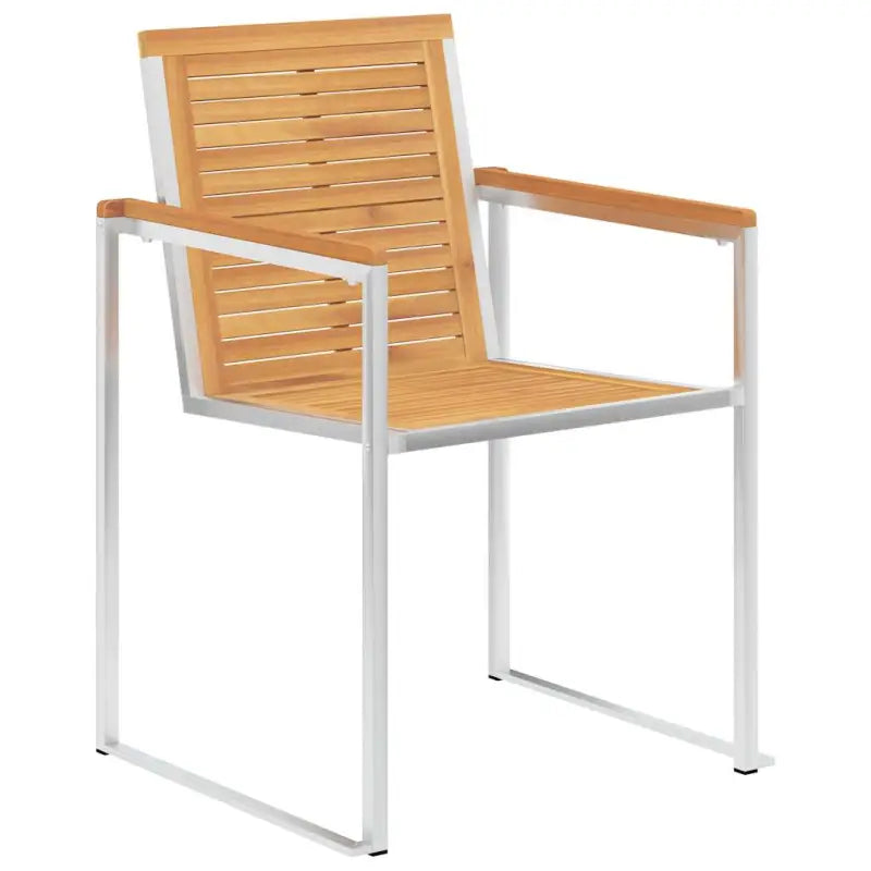 Houten tuinstoelen van massief teakhout met roestvrij staal elementen - Tuinstoelen