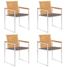 Houten tuinstoelen van massief teakhout met roestvrij staal elementen - Taupe / 4 - Tuinstoelen