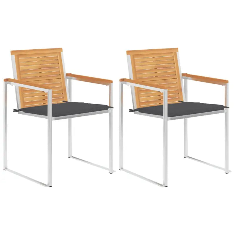 Houten tuinstoelen van massief teakhout met roestvrij staal elementen - Antraciet / 2 - Tuinstoelen