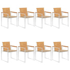 Houten tuinstoelen van massief teakhout met roestvrij staal elementen - Beige / 8 - Tuinstoelen