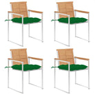 Houten tuinstoelen van massief teakhout voor een stijlvol terras - Groen / 4 - Tuinstoelen