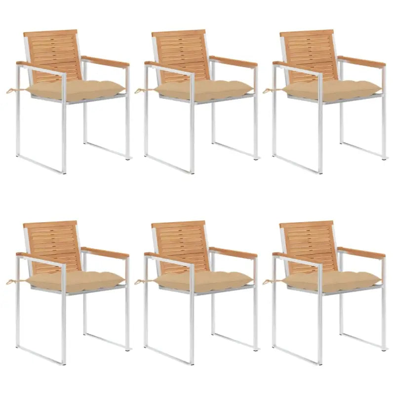 Houten tuinstoelen van massief teakhout voor een stijlvol terras - Beige / 6 - Tuinstoelen