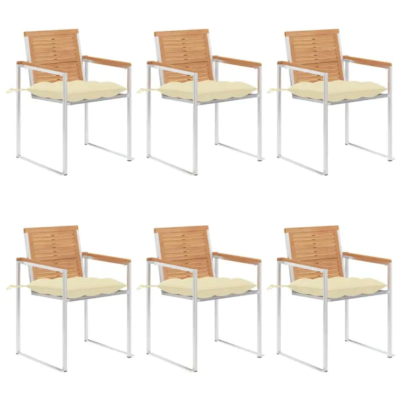 Houten tuinstoelen van massief teakhout voor een stijlvol terras - Crème / 6 - Tuinstoelen