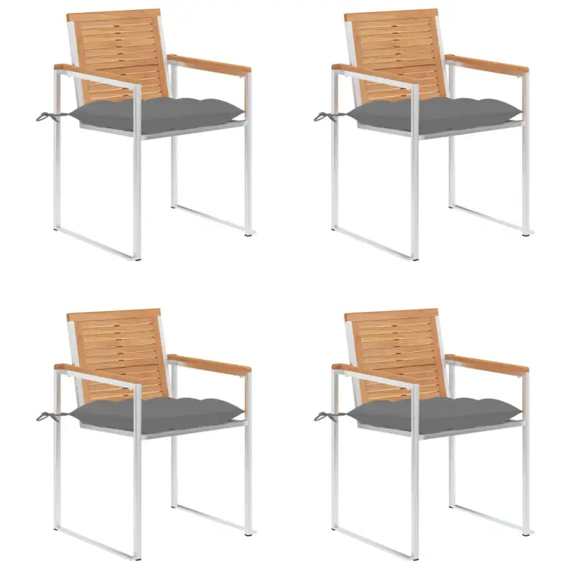 Houten tuinstoelen van massief teakhout voor een stijlvol terras - Grijs / 4 - Tuinstoelen