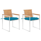 Houten tuinstoelen van massief teakhout voor een stijlvol terras - lichtblauw / 2 - Tuinstoelen