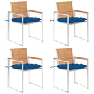 Houten tuinstoelen van massief teakhout voor een stijlvol terras - Blauw / 4 - Tuinstoelen