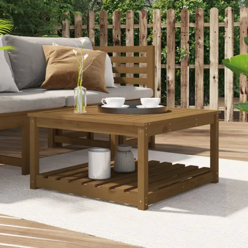 Houten tuintafel van massief grenenhout voor tuin en terras - Honingbruin grenenhout / 82.5 x 82.5 x 45 cm / 1