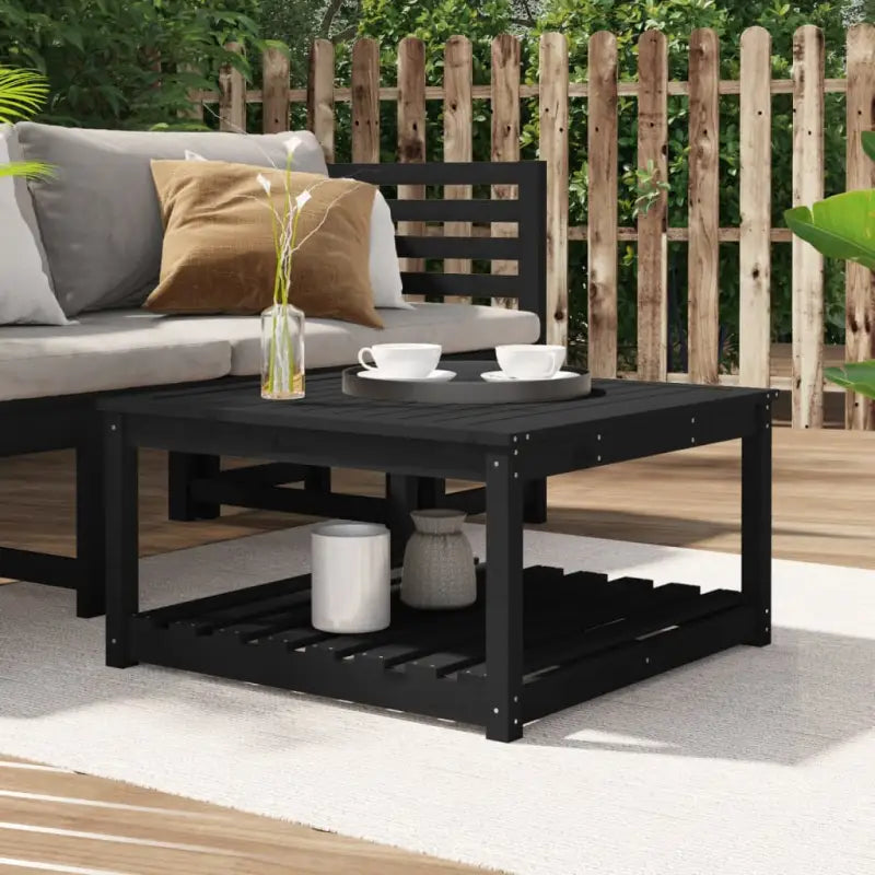 Houten tuintafel van massief grenenhout voor tuin en terras - Zwart grenenhout / 82.5 x 82.5 x 45 cm / 1 - Tuintafels