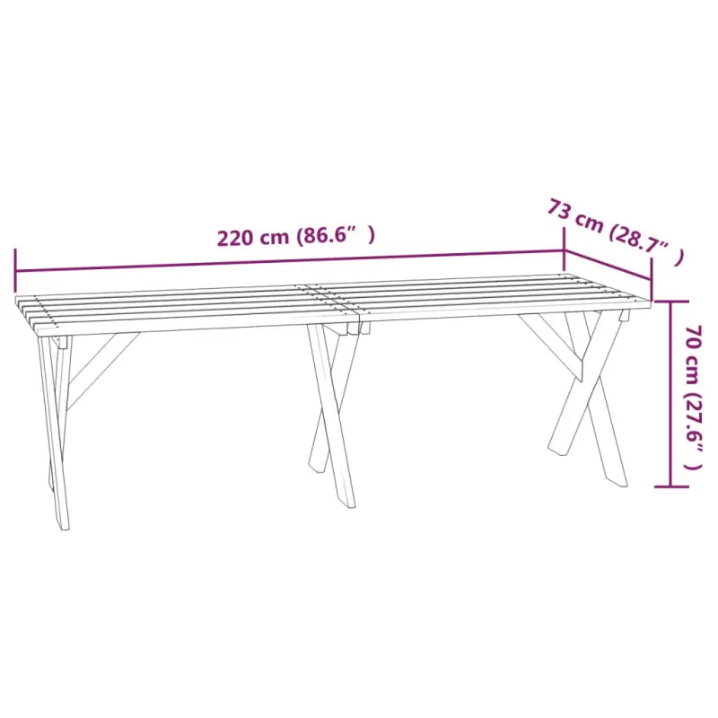 Houten Tuintafel voor een elegante en rustieke buitenruimte - 220 x 73 x 70 cm / 1 - Tuintafels