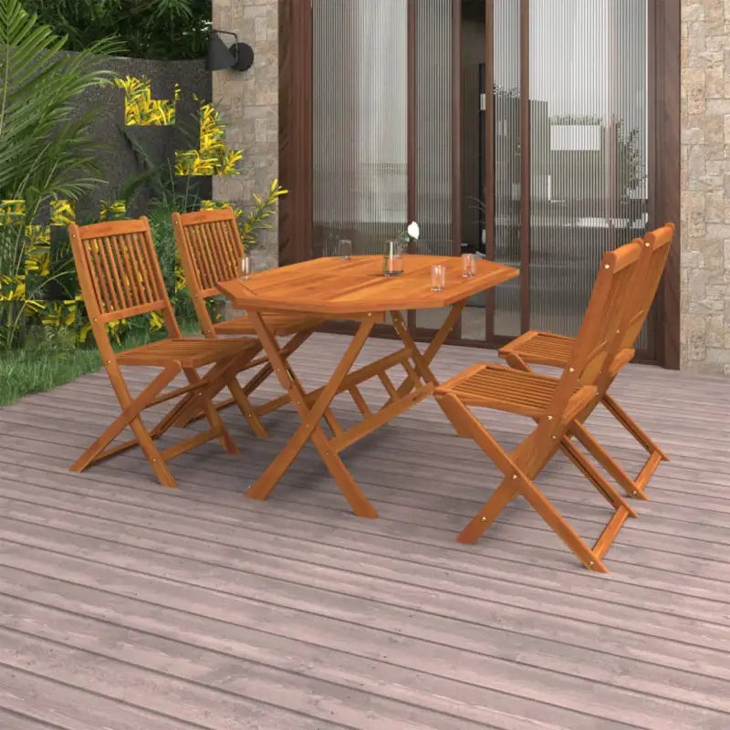Houten tuintafelset van massief acaciahout voor buitenplezier - Zonder armleuning - Tuinsets