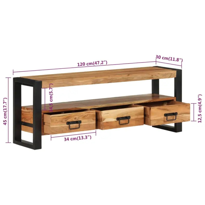 Houten tv-meubel in antieke stijl van massief acaciahout - Tv-meubels