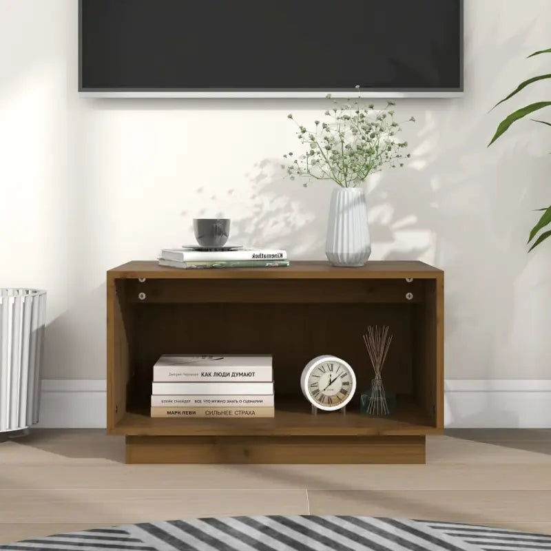 Houten tv-meubel van massief grenenhout met strakke lijnen - Honingbruin / 1 - Tv-meubels