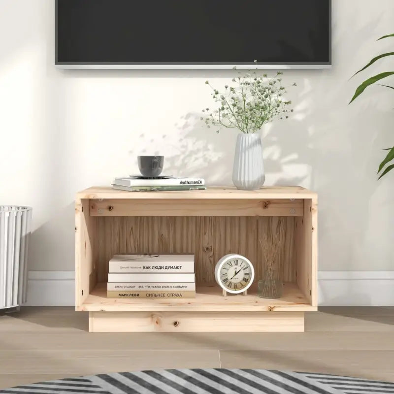 Houten tv-meubel van massief grenenhout met strakke lijnen - Naturel / 1 - Tv-meubels