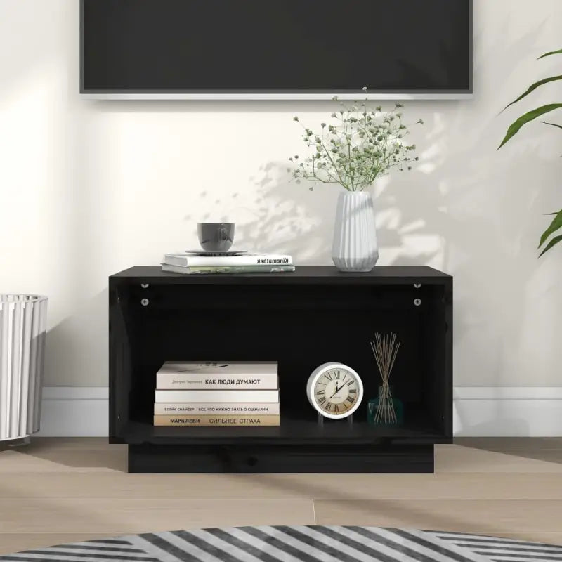 Houten tv-meubel van massief grenenhout met strakke lijnen - Zwart / 1 - Tv-meubels