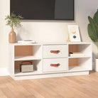 Houten TV-meubel van massief grenenhout met trendy ontwerp - Wit / 1 - Tv-meubels