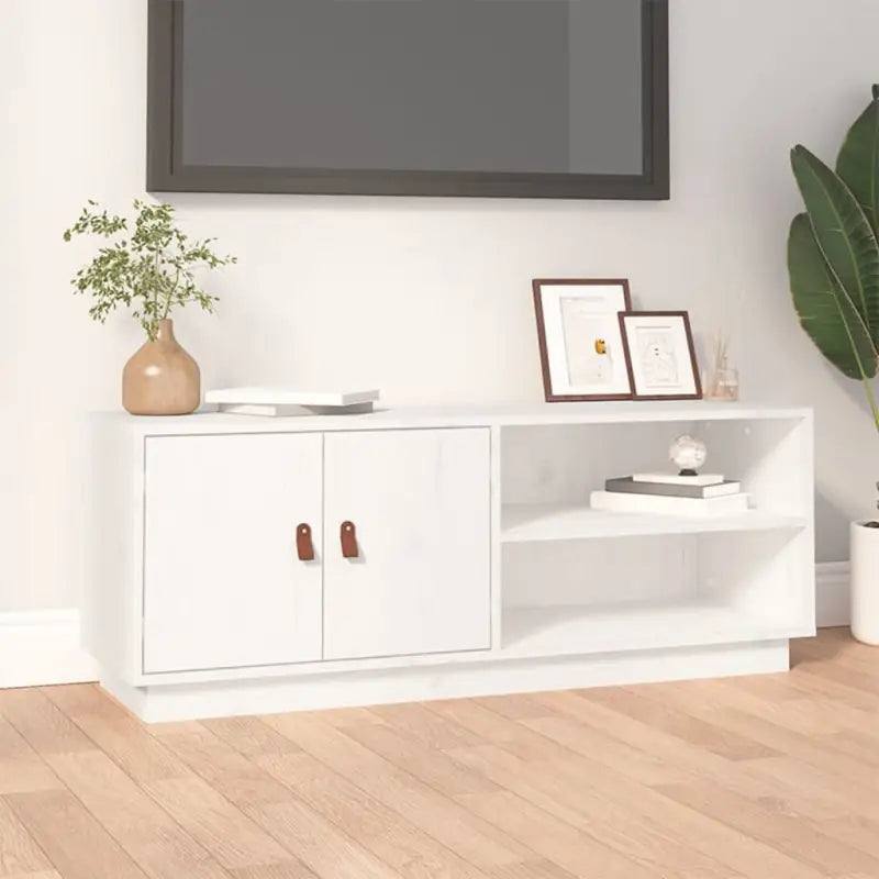 Houten TV-meubel van massief grenenhout met trendy ontwerp - Wit / 1 - Tv-meubels