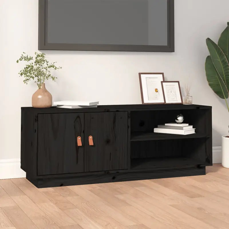 Houten TV-meubel van massief grenenhout met trendy ontwerp - Zwart / 1 - Tv-meubels