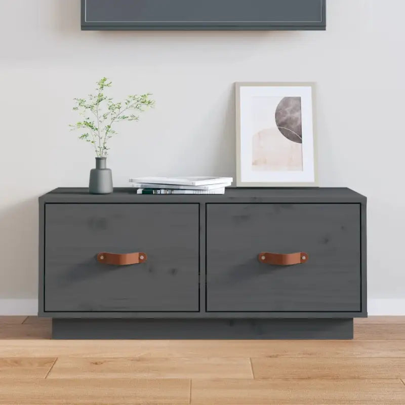 Houten TV-meubel van massief grenenhout met trendy vormgeving - Grijs / 1 - Tv-meubels
