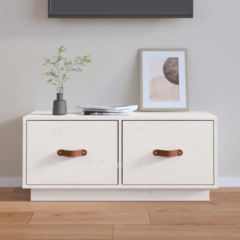 Houten TV-meubel van massief grenenhout met trendy vormgeving - Wit / 1 - Tv-meubels