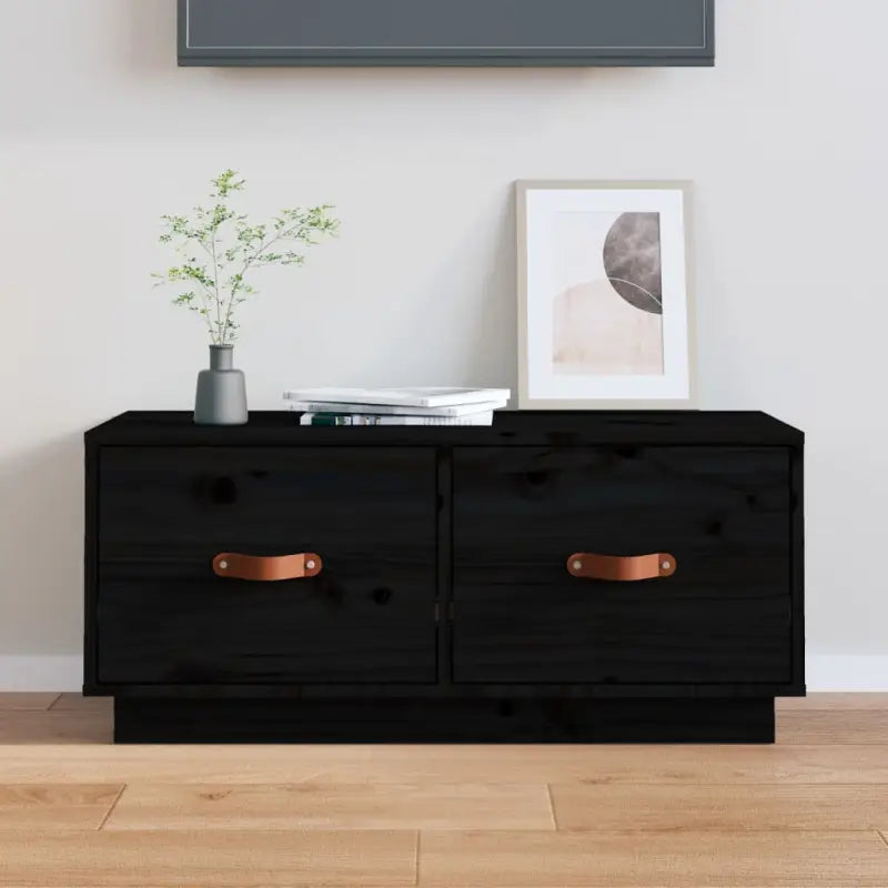 Houten TV-meubel van massief grenenhout met trendy vormgeving - Zwart / 1 - Tv-meubels