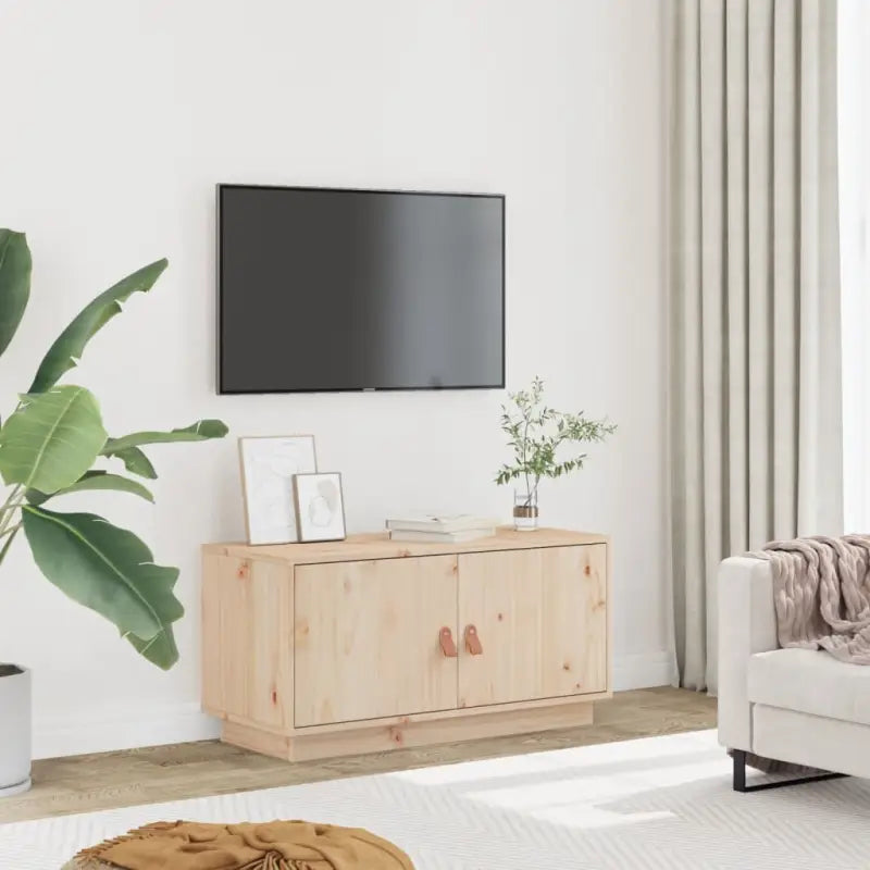 Houten Tv-meubel van massief grenenhout voor een moderne woonkamer - Naturel / 1 - Tv-meubels