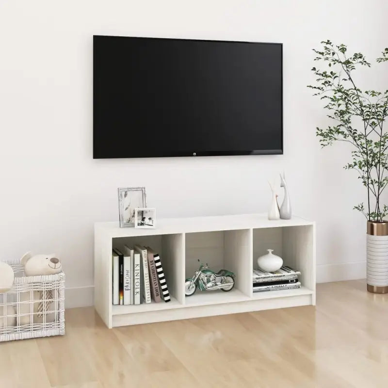 Houten Tv-meubel van massief grenenhout voor elegante inrichting - Wit / 1 - Tv-meubels